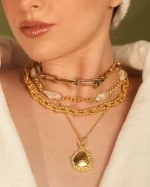Golden Riverstone Pendant Necklace