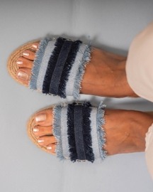 Saira Denim Sandals Flats