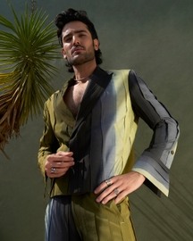 Pleated Blade Green Ombré Suit
