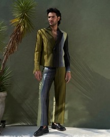 Pleated Blade Green Ombré Suit