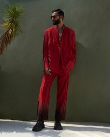 Pleated Ember Red Suit