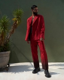 Pleated Ember Red Suit