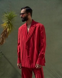Pleated Ember Red Suit
