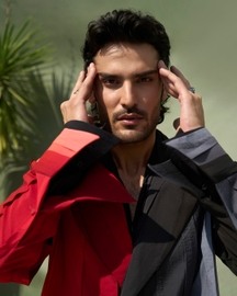 Pleated Red Inferno Ombré Suit