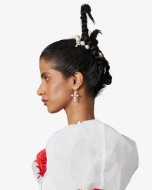 Mini Cross Pearl Earrings