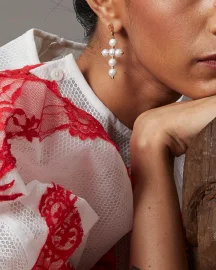 Mini Cross Pearl Earrings