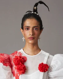 Mini Cross Pearl Earrings