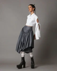 Tie-Up Sleeves Cropped  Shirt