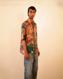 Oversized Multi-Colour Printed Shirt
