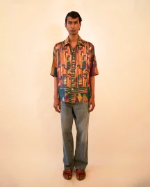 Oversized Multi-Colour Printed Shirt
