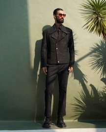 Leather Stripe Relativity Biker Jacket