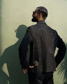 Leather Stripe Relativity Biker Jacket