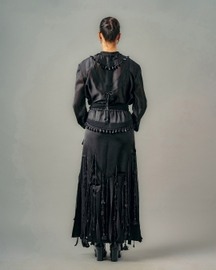 Tube Patchwork Top & Cut-out Tassels Skirt Set