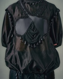 Cross Gathered Top & Sheer Insert Godet Trouser Set