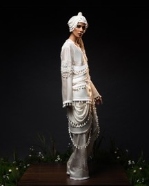 Ornament Patchwork Jacket & Drape Tassel Trouser Set