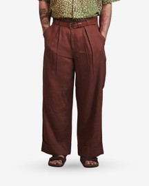 Chocolate Linen Mens Baggy Pants