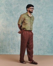 Chocolate Linen Mens Baggy Pants