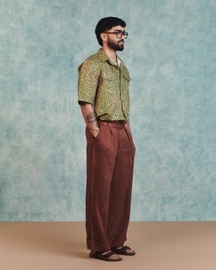 Chocolate Linen Mens Baggy Pants