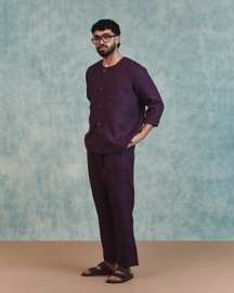 Plum Linen Mens Lounge Pants