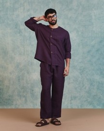 Plum Linen Mens Lounge Pants