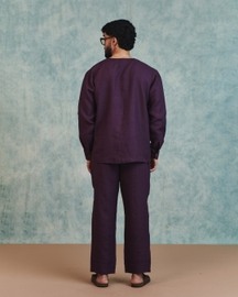 Plum Linen Mens Lounge Pants
