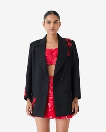 Black Cherry Embroidered Blazer