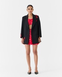 Black Cherry Embroidered Blazer