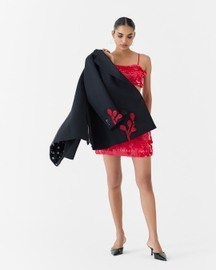 Black Cherry Embroidered Blazer