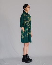 Green Map Short Dress