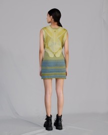 Lime Knitted Panel Skirt And Top