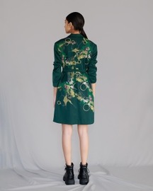 Green Map Coat Dress
