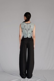 Grey Knitted Panel Top Set