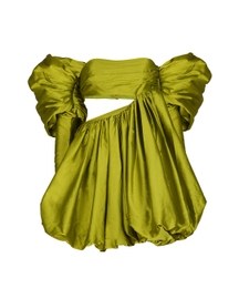 Green Taffeta Puff Sleeve Dress