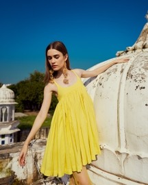 Lime Khadi Cotton Dress