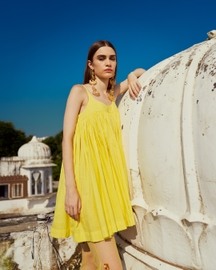 Lime Khadi Cotton Dress