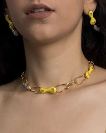 Yellow Grey Blob Necklace