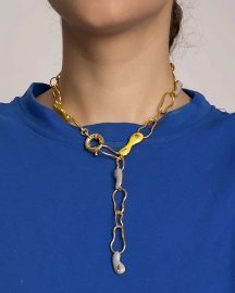 Yellow Grey Blob Necklace