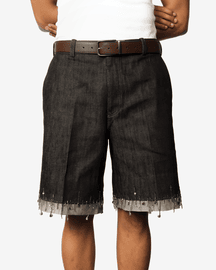 Singed Hem Denim Shorts