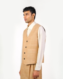 Beige Textured Vest