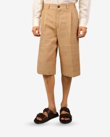 Beige Textured Shorts
