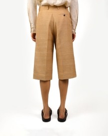 Beige Textured Shorts