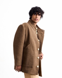 High-Neck Tweed Jacket