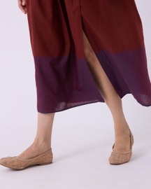 Fuwari Brown Colourblocked Handwoven Midi Skirt