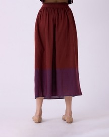Fuwari Brown Colourblocked Handwoven Midi Skirt