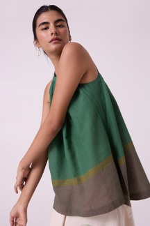 Margo Green Colourblocked Handwoven Top