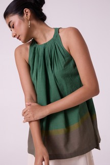 Margo Green Colourblocked Handwoven Top