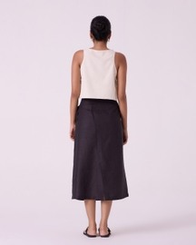 Sandra Charcoal Linen Midi Skirt