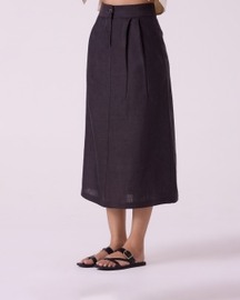 Sandra Charcoal Linen Midi Skirt