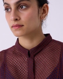 Zuri Blue Checkered Handwoventop Top