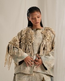 Brown Wash EMB. Kimono Jacket
